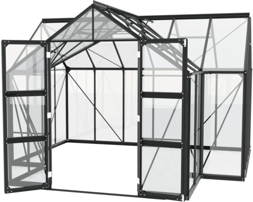 Gewächshaus mit geöffneten Türen