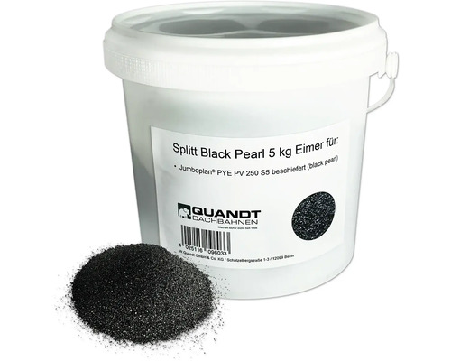 Quandt Stein Splitt für PYE PV 250 S5 Schweissbahnen black pearl 5 kg Splitt Black Pearl 5 Kilogramm im Eimer für Dacharbeiten