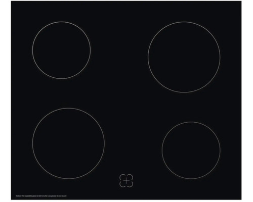 Schwarzes Glaskeramikkochfeld mit vier Kochzonen