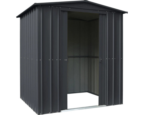 Metall Gerätehaus mit offener Tür