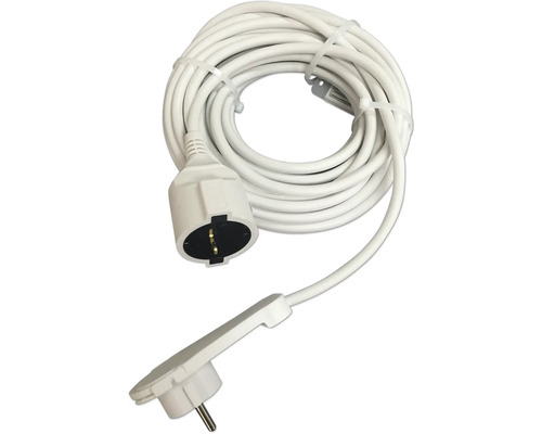 Schutzkontakt Verlängerungskabel 5 m H05VV-F3G1,5 mm² weiß mit Flachstecker + Kupplung Indoor