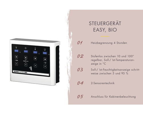 Saunasteuergerät mit Temperatur- und Feuchtigkeitsregelung