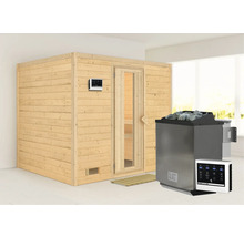 Holzsauna mit Ofen und Steuerung