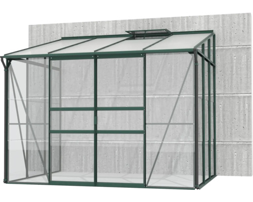 Gewächshaus mit Glaswänden und Dachfenster zur Wandmontage