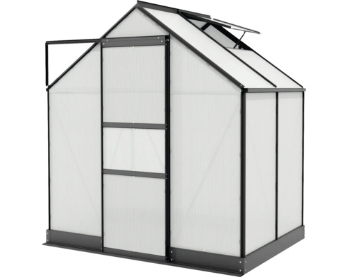Gewächshaus mit Dachfenster und Schiebetür