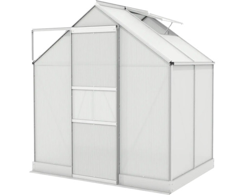 Gewächshaus mit Schiebetür und Dachfenster