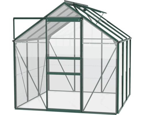 Gewächshaus mit geöffneter Tür für den Garten