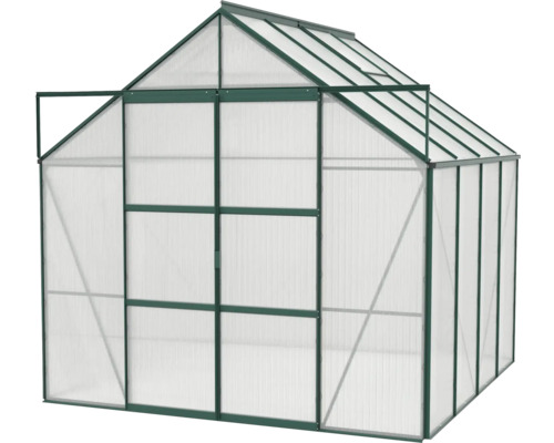 Gewächshaus mit Dachfenster und Tür