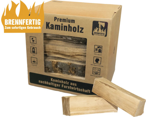 Kaminholz Brennholz HORNBACH FORST Laub- und Nadelhölzer gemischt, 15,5 dm³ im Karton, luftgetrocknet, Scheitholzlänge ca. 28 - 33 cm