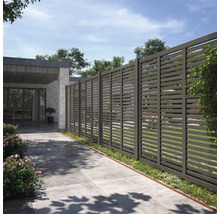 Gartenzaun mit horizontalen Lamellen für Privatsphäre und Windschutz