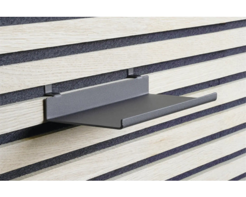 Regal für Akustikpaneele Metall schwarz 200 x 100 x 44 mm 1 Stück Schwarzes Wandregal an Akustikpaneel