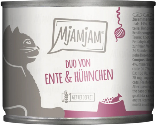 Katzenfutter nass MjAMjAM Duo Ente und Huhn 200 g getreidefrei, glutenfrei