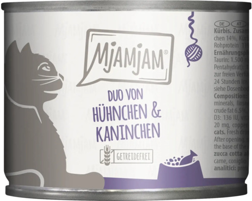 Katzenfutter nass MjAMjAM Duo Huhn und Kaninchen 200 g getreidefrei, glutenfrei