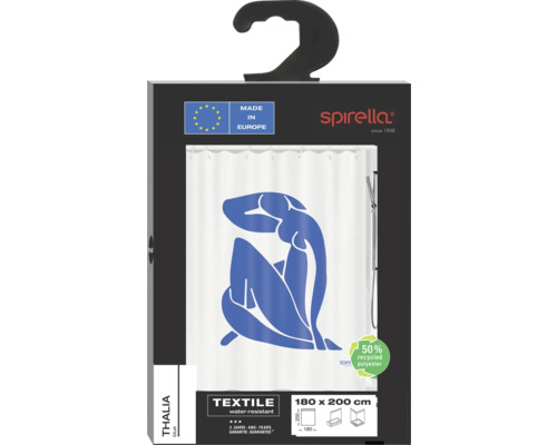 Spirella Duschvorhang Thalia, Textil, wasserabweisend, Motiv, 180x200 cm