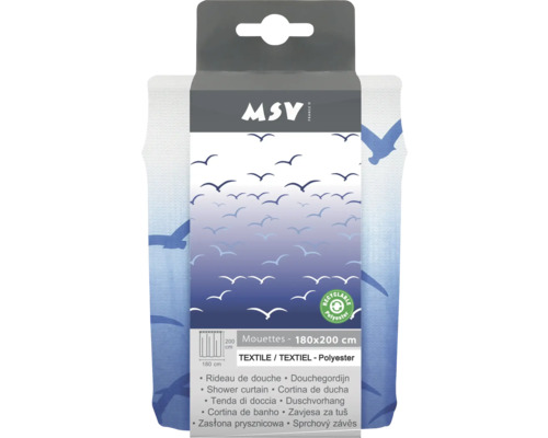 MSV Duschvorhang Textil Möwenmuster 180x200 cm