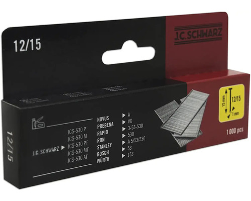 Stauchkopfnagel JC Schwarz 12/15, 1 000 Stk J.C. Schwarz Klammern Typ 12/15, 1000 Stück