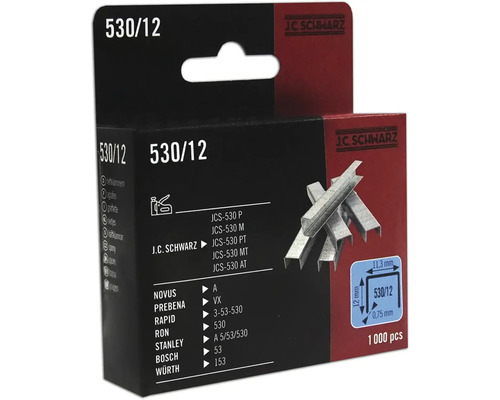 Tackerklammer JC Schwarz 530/12, 1000 Stk J.C. Schwarz Heftklammern 530/12, 1000 Stück