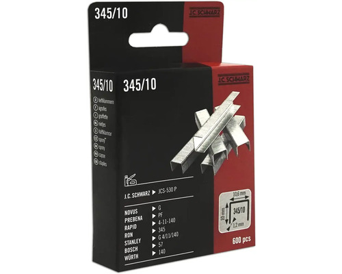 J.C. Schwarz Heftklammern Typ 345/10, Packung mit 600 Stück