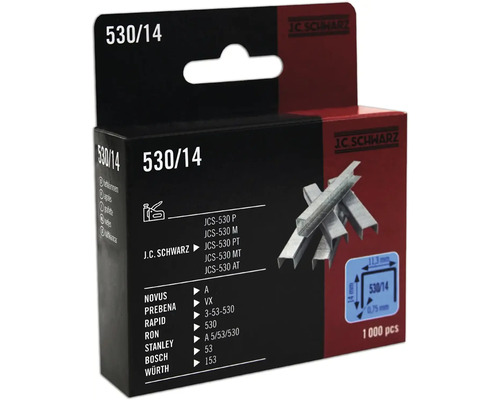 Tackerklammer JC Schwarz 530/14, 1000 Stk J C Schwarz Heftklammern Typ 530/14, 1000 Stück