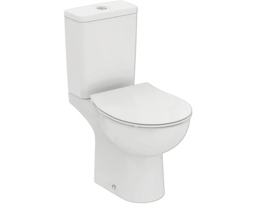 Ideal Standard WC-Kombination Set Eurovit Tiefspüler ohne Spülrand weiß glänzend mit WC-Sitz W007501