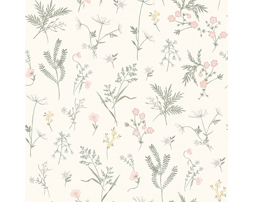 Vliestapete 118480 Laura Ashley Wiesenblumen weiß Tapete mit Blumenmuster