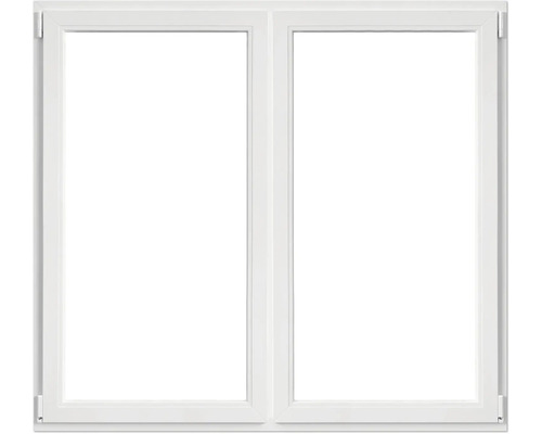 Weißes Doppelfenster mit Fensterrahmen