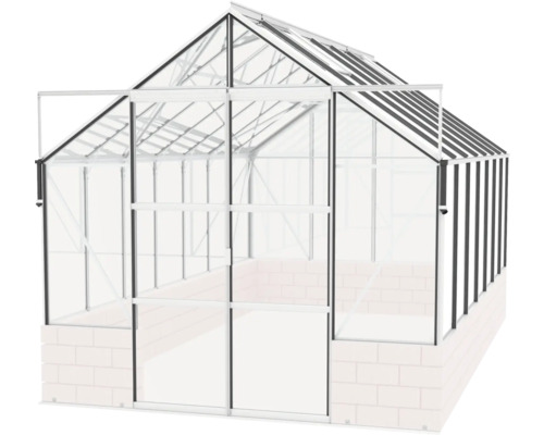 Gewächshaus mit Glasfront und Rahmen