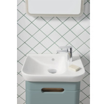 Badmöbelset VitrA Sento rechts BxHxT 50 x 68,5 x 37,5 cm Frontfarbe fjordgrün eiche hell mit Waschtisch Keramik weiß 65869