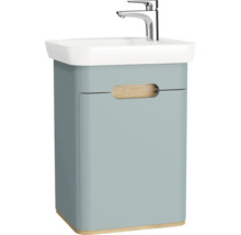 Badmöbelset VitrA Sento rechts BxHxT 50 x 68,5 x 37,5 cm Frontfarbe fjordgrün eiche hell mit Waschtisch Keramik weiß 65869