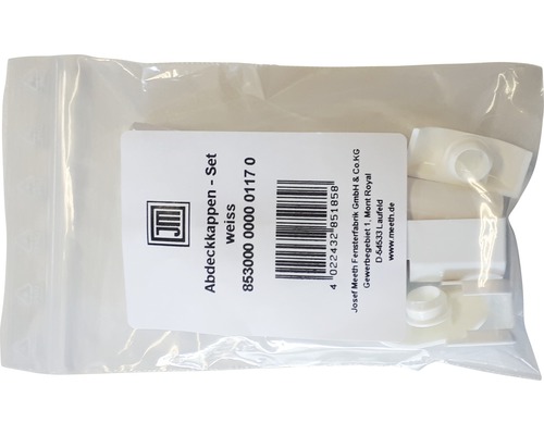 Abdeckkappen Set, Kunststoff, zur Fensterverkleidung in einer transparenten Verpackung.