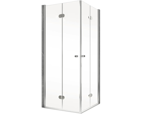 Eckdusche mit Klarglas und Metallrahmen