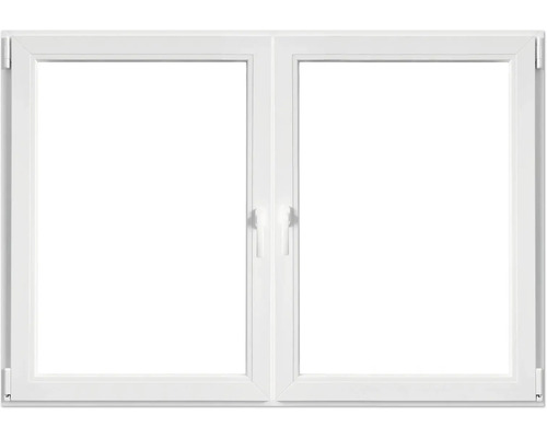 Weißes Fenster mit zwei Flügeln