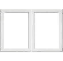 Weißes Fenster mit zwei Flügeln