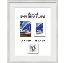 Weißer Bilderrahmen aus Aluminium mit zwei Bildmotiven der Größen 24 x 30 Zentimeter und 18 x 24 Zentimeter