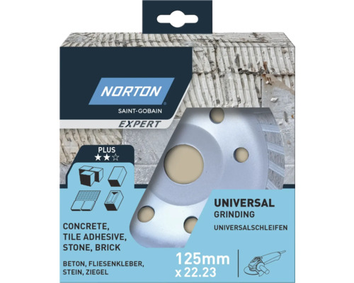 Norton Saint-Gobain Expert Universalschleifscheibe 125 Millimeter mal 22,23 für Beton, Fliesenkleber, Stein und Ziegel im Paket