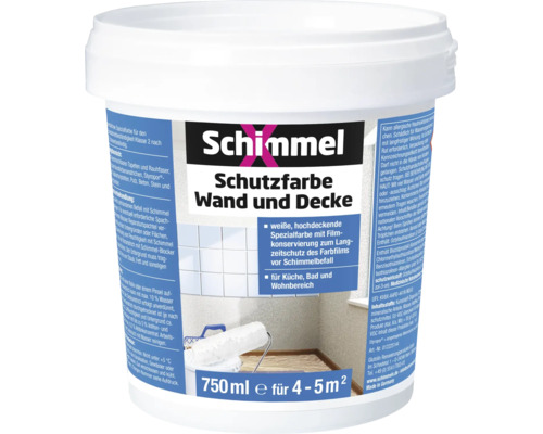 SCHIMMELX Schutzfarbe Wand und Decke Innen weiß 750 ml Schimmel Schutzfarbe für Wände und Decken in einem 750 ml Eimer