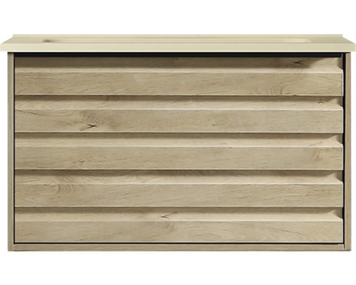 Badmöbelset Differnz Elin BxHxT 61 x 37 x 46,5 cm Frontfarbe eiche mit Waschtisch Mineralguss in taupe 36.012.35 Badmöbelset Differnz Elin BxHxT 61 x 37 x 46,5 cm Frontfarbe eiche mit Waschtisch Mineralguss in taupe 36.012.35