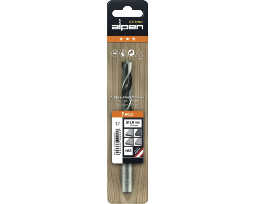 Alpen Holzbohrer mit 8 Millimeter Durchmesser in Verpackung
