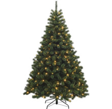 Geschmückter künstlicher Weihnachtsbaum mit Beleuchtung
