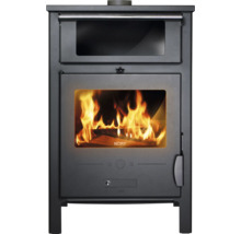 Kaminofen mit Brennholz und Flammen