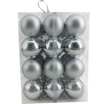 Verpackung mit zwölf silberfarbenen Weihnachtskugeln