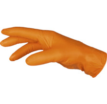 Orangefarbener Nitrilhandschuh zum Schutz der Hände