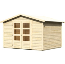 Holzgartenhaus mit Doppeltür und Fenstern