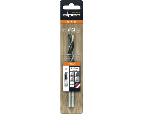 Alpen Holzbohrer mit 8 Millimeter Durchmesser in Verpackung