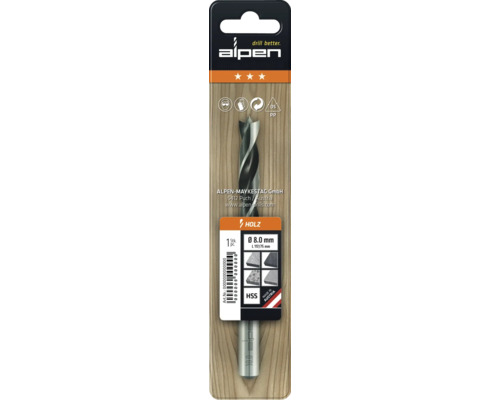 Holzbohrer mit 8 Millimeter Durchmesser in Verpackung