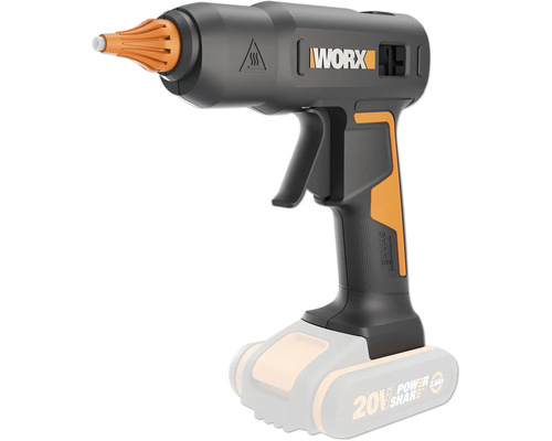 Akku-Heißklebepistole WORX WX045.9, ohne Akku und Ladegerät Akku Heißklebepistole mit orangefarbener Düse von Worx