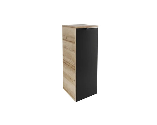 Hochschrank mit einer Tür in Holzoptik und Schwarz
