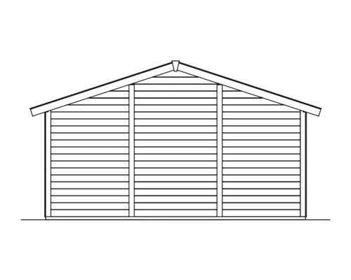 Zeichnung eines Gartenhauses mit Satteldach.