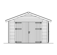 Illustration eines Gartenhauses mit Doppeltür