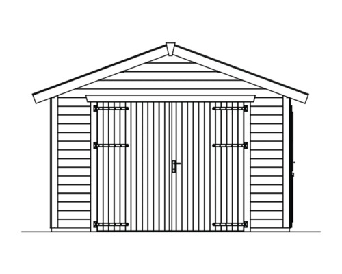 Illustration eines Gartenhauses mit Doppeltür